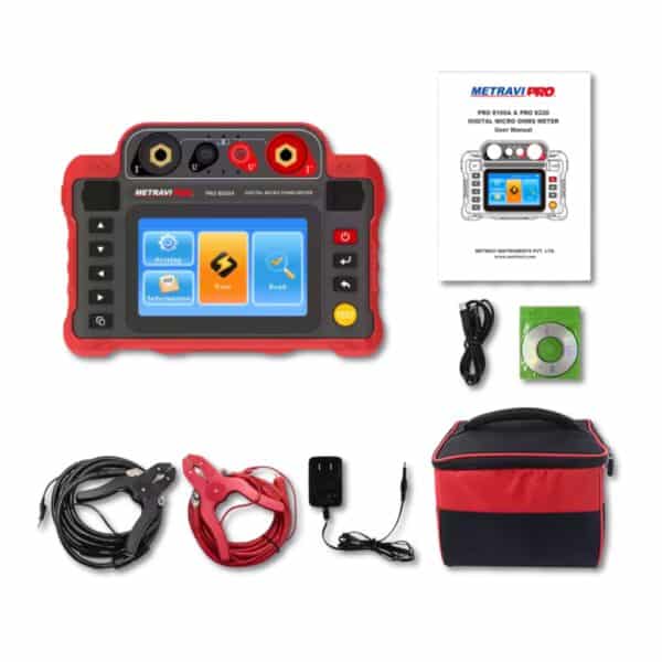 Mertavi PRO 8100A PRO 8200A Micro Ohms Meter Product Kit and accessories