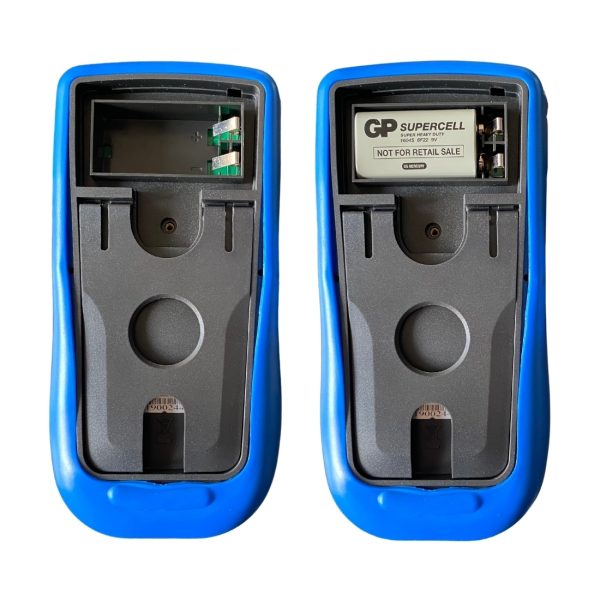 Metravi 19-SUPER Digital TRMS Multimeter back view and battery compartment