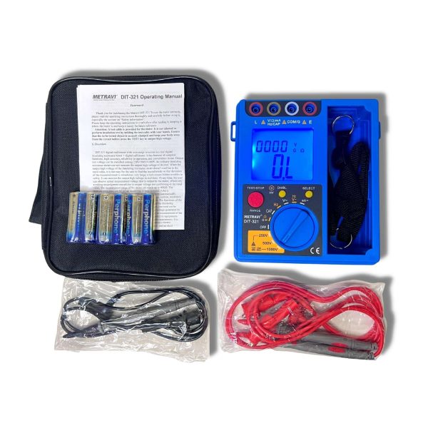 Metravi DIT-321 Digital Insulation Tester Product Kit with accessories