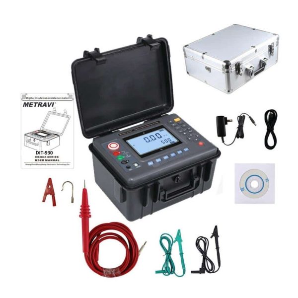 Metravi DIT-930 Digital Insulation Resistance Meter Meg0hmmeter with hard carry case kit and accessories