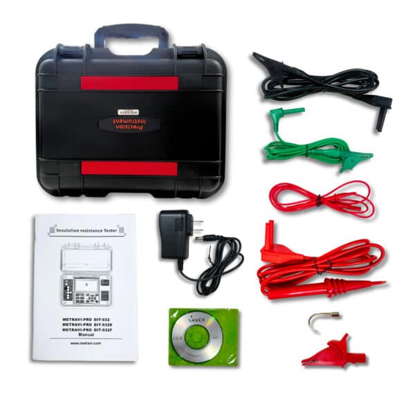 Metravi DIT-932 5kV Digital Insulation Tester Product Kit and Accessories