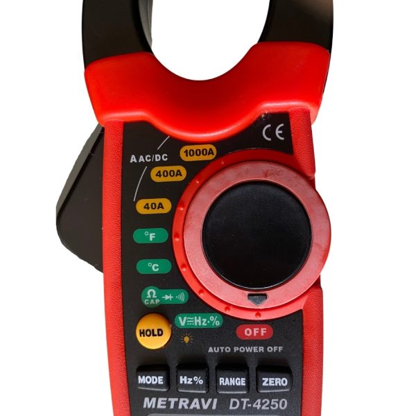 Metravi DT-4250 Digital ACDC Clamp Meter close-up of features
