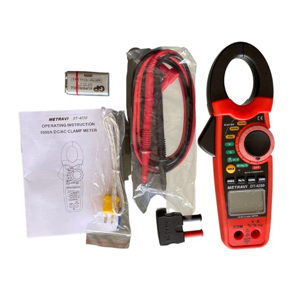 Metravi DT-4250 Digital ACDC Clamp Meter product kit