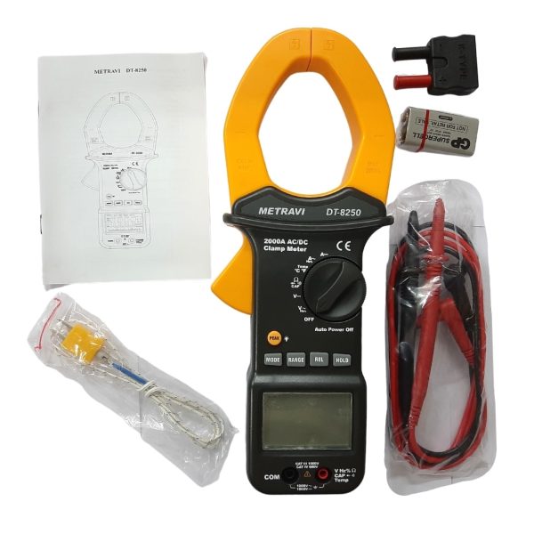 Metravi DT-8250 DIgital ACDC Clamp Meter product kit