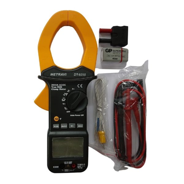 Metravi DT-9250 Digital AC_DC Clamp Meter upto 2000A product kit