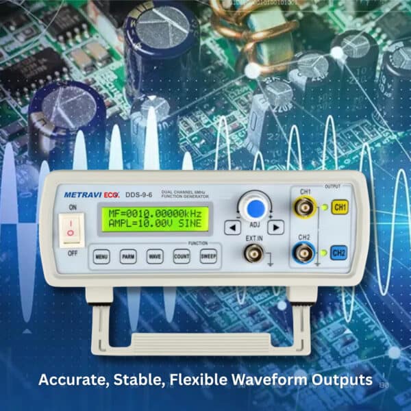 Metravi Eco DDS-9-6 DDS Function Generator offers accurate stable flexible waveform output