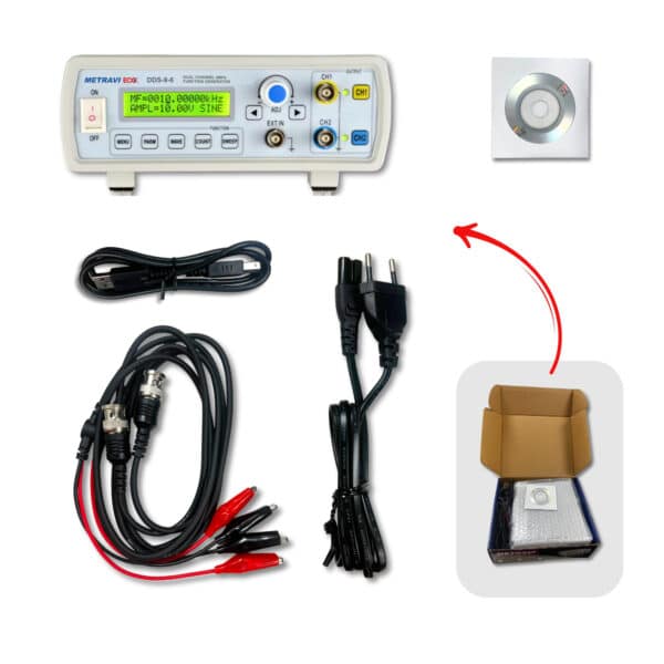 Metravi Eco DDS-9-6 DDS Function Generator product kit and accessories