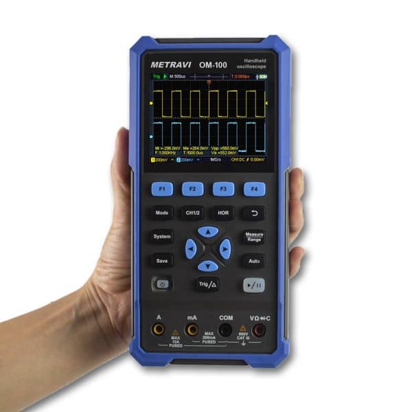 Metravi OM-100 Handheld Oscilloscope is a portable handheld device