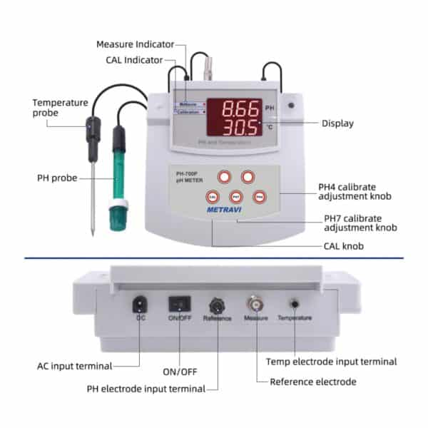 Metravi PH-700P Bench-top pH Meter features and functions
