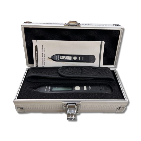 Metravi PVB-820 Pen type Vibration Meter product kit in hard carrying case