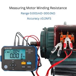 Metravi Pro 7270 1A Micro Ohms Meter is ideal for measuring motor winding resistance