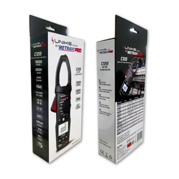 Metravi Pro Uniks C128 AC DC Clamp Meter brand box