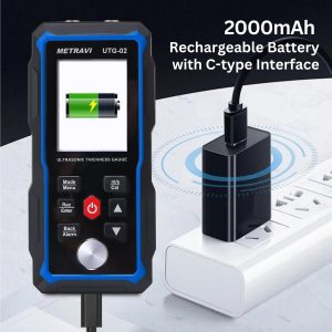 Metravi UTG-02 Ultrasound Thickness Gauge features a 2000mAh Rechargeable Battery with C type Interface