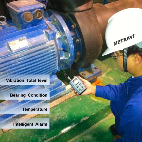 Metravi VT-150 Vibration Meter with Bearing Condition Analyser can also measure ambient temperature